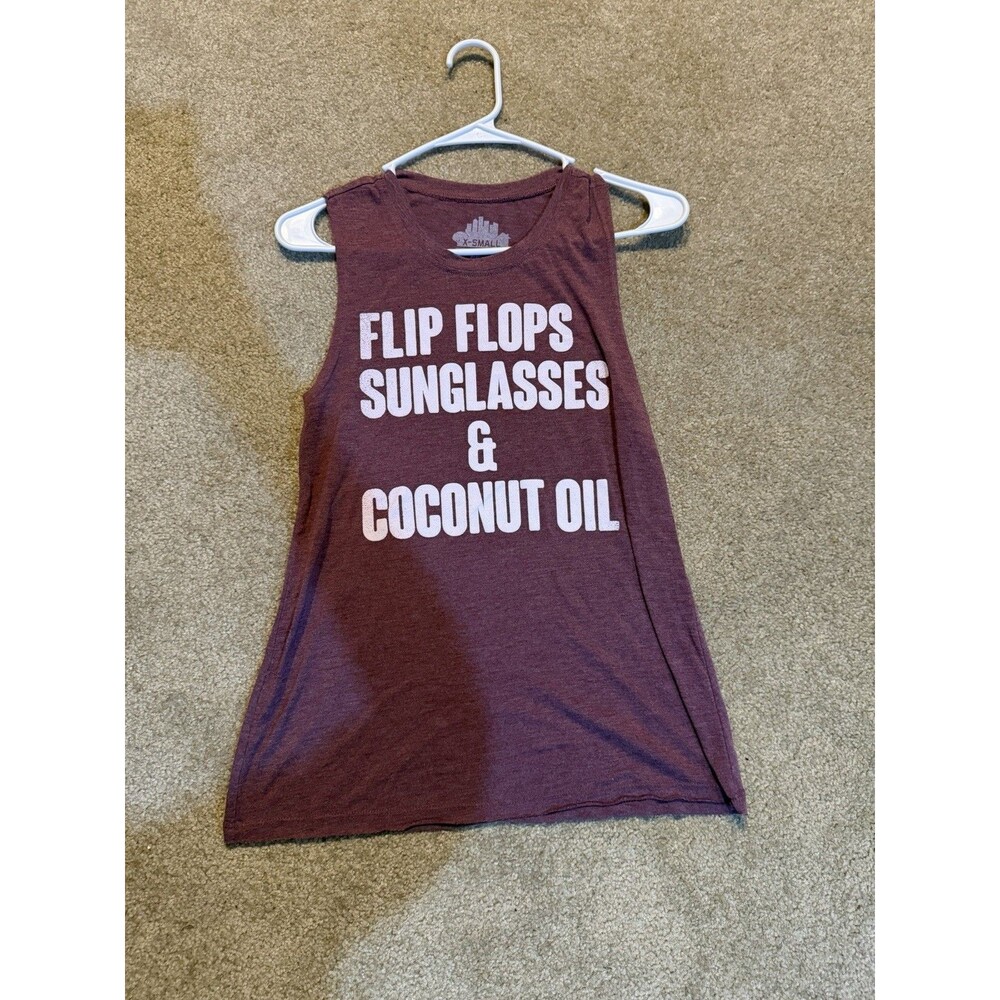 Womens Wine Colored Long Tank Top W/ Summery Phrase Size XS